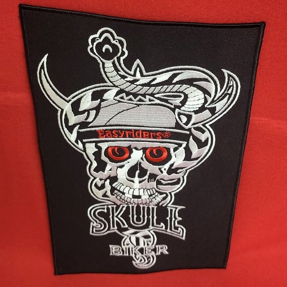 Vintage Easy Riders Brand Skull and Snake Motorcycle Biker Patch Large Black Col - Picture 10 of 11